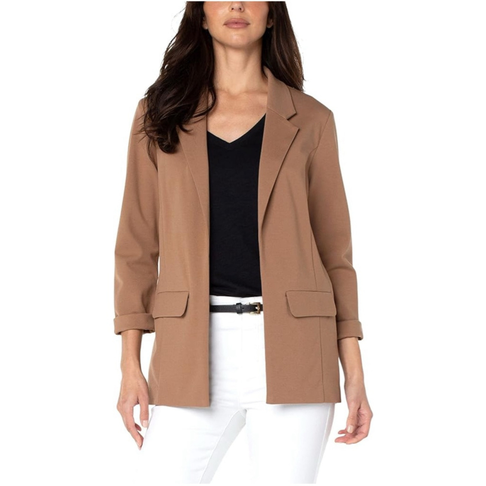 Liverpool Los Angeles Tan Open Front Boyfriend Blazer Jacket XL - Picture 2 of 9